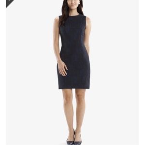 MM Lafleur The Shirley Sheath Dress in Brush Jacquard Blue Size 14
